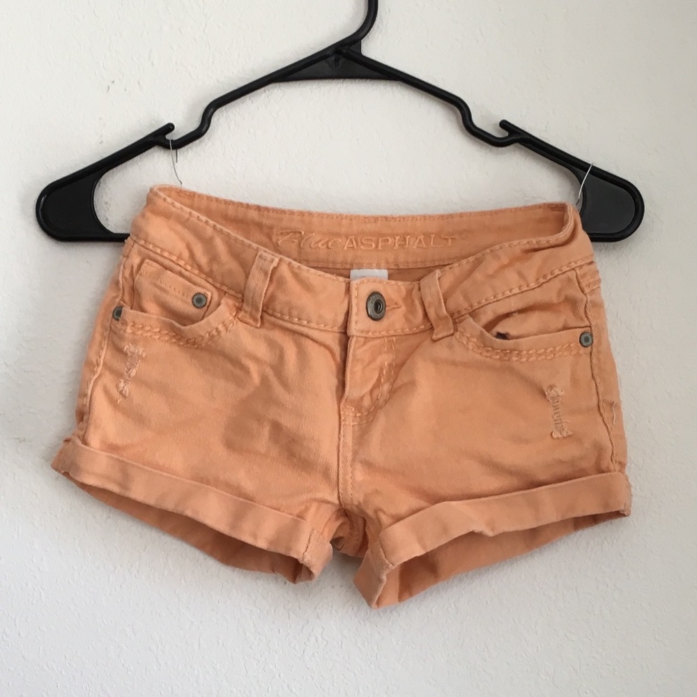 Orange jean shorts